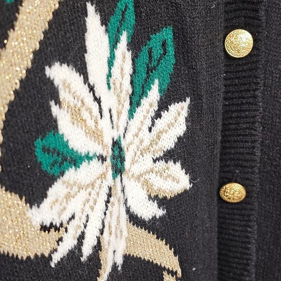 Southern Lady Floral Print V-Neck Button Down Sweater Black Women's Plus 1X Goth - Picture 3 of 8